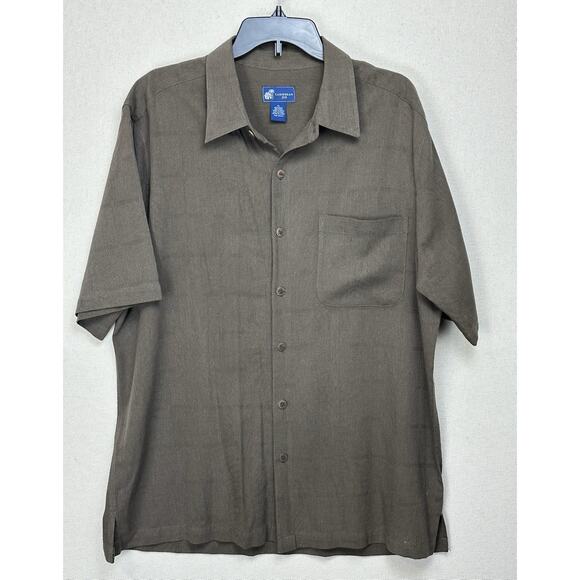 100% Silk Hawaiian Floral Shirt Short Sleeve Men's Size XL Caribbean Joe Brown - Picture 1 of 10